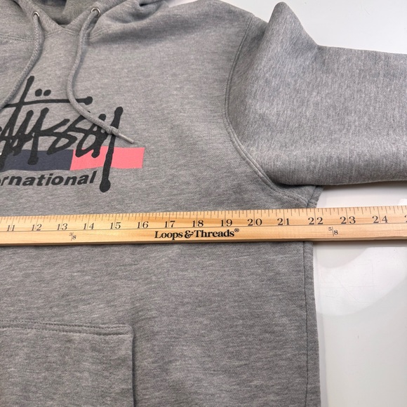 Vintage Stussy International Hoodie Men's Medium Gray Y2K Streetwear Made in USA - Picture 8 of 13
